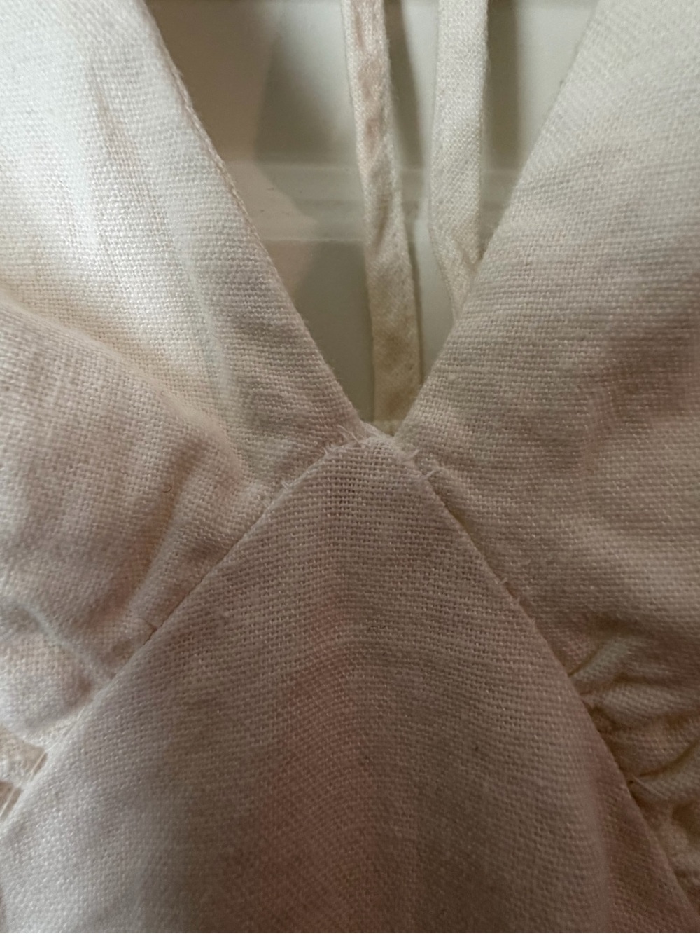 Old Navy Linen Blend White V-Neck Midi Dress - Picture 3 of 9